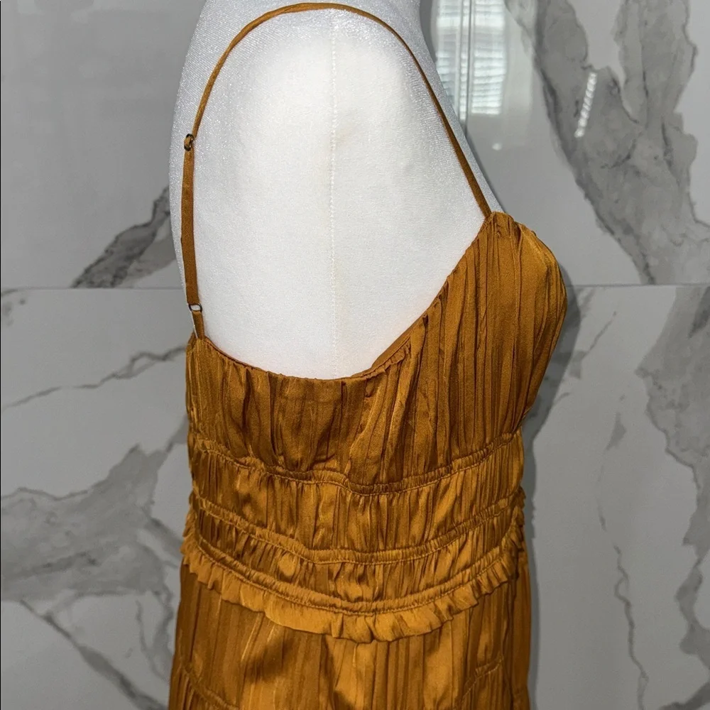 Anthropologie Ruched Slip Tiered Midi Dress Size 8 - Picture 8 of 10